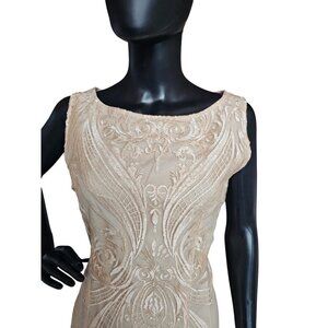 Peach Embroidered Overlay Cocktail/Party Dress - Shall We - NWT